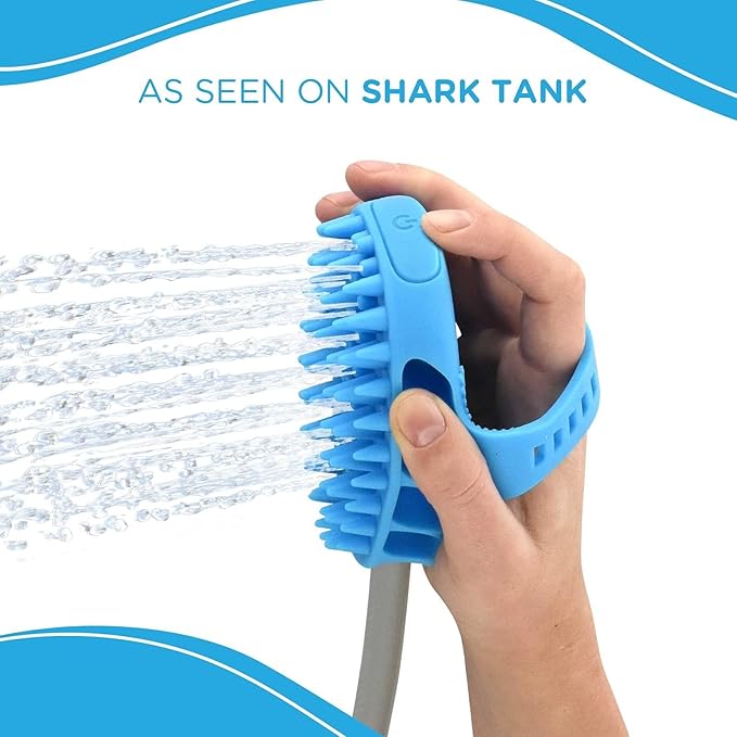 Aquapaw Dog Bath Brush Pro & Dog Shower Attachment - Large Silicone Rubber - Sprayer & Scrubber in One with 8ft Hose Attachment & Shower Wand for Bathing - Pet Bath Supplies-PawvioPets