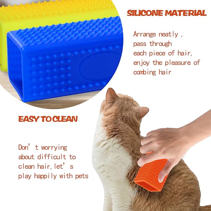 2pcs Pet Dog Cat Hair Remover, Pet Hair Removal Tool, Hollow Cleaner Brush for car，Interior, Furniture, Sofa (blue and yellow)-PawvioPets