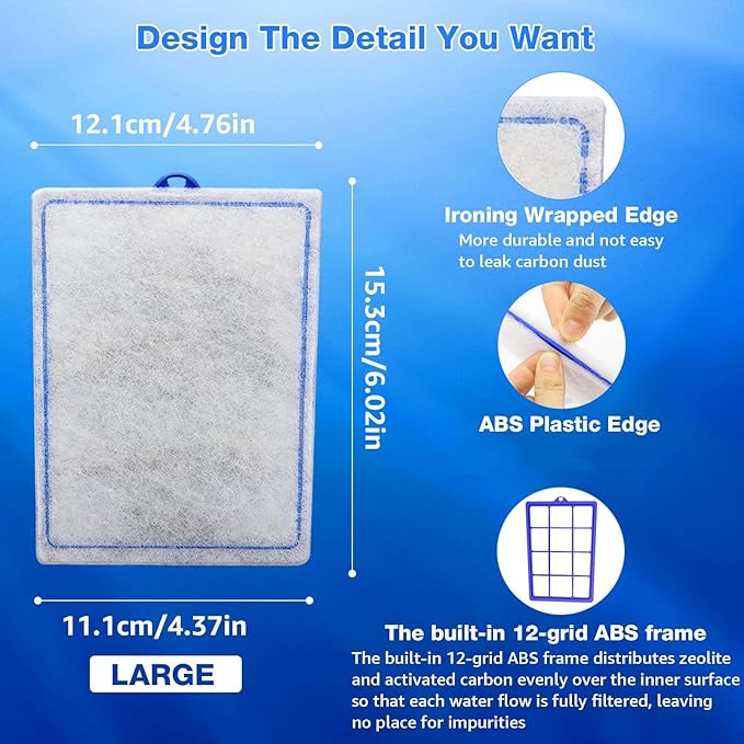 16 Count Assembled Large Filter Cartridges Compatible with Tetra Whisper Bio-Bag Filters 20i 40i IQ20/30/45/60 PF20/30/40/60, Large Replacement Filter Cartridges for Whisper Filters & Aquariums-PawvioPets