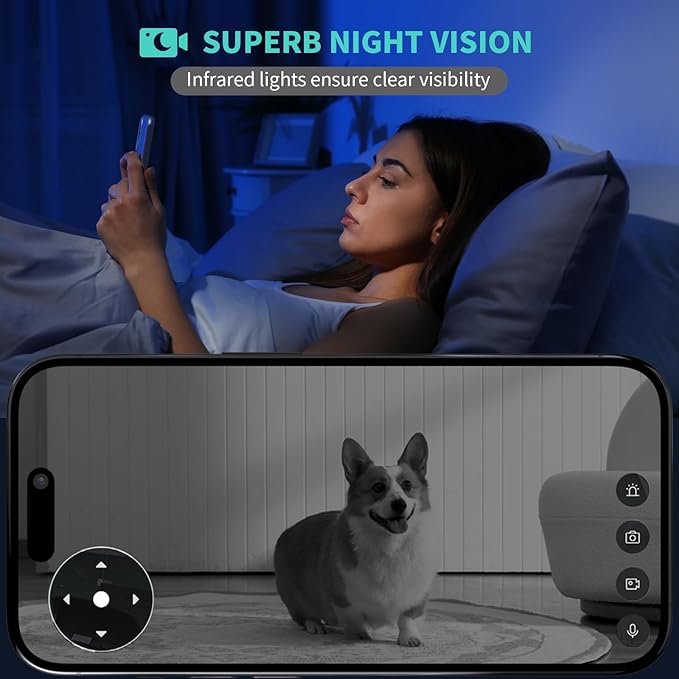 Alaga 3K Pet Camera, Dog Monitor with Phone App, 360° Pan/Tilt, Night Vision, Speaker, WiFi Cameras for Dog/Cat, Compatible with Alexa & Google Assistant, Black, Includes 1-Year Pet Time Album-PawvioPets