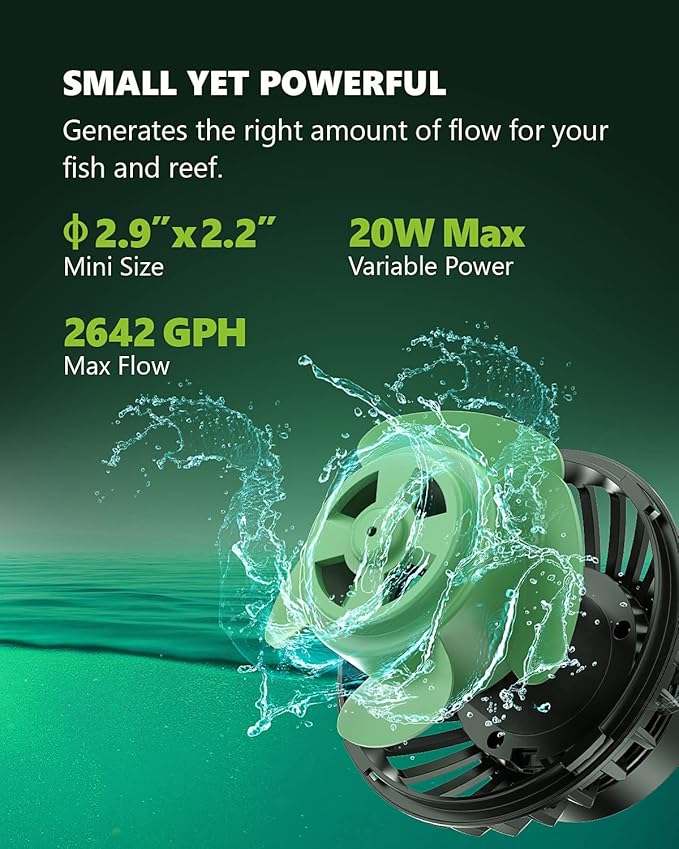 Atlantic Series WP-10000 Wave Maker for Aquarium, DC 24V 20W 2642 GPH (10000 L/H) Powerhead, Powerful yet Silent Sine Wave Controllable Wave Pump for Fresh/Saltwater/Marine/Reef Tank Black-PawvioPets