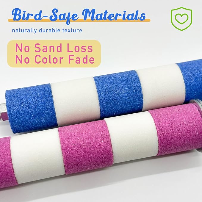Bird Perches for Cage Bird Cage Accessories Toys Parrot Sand Paw Grinding Stick for Budgies Lovebirds Cockatiels Conures Quakers Small to Medium Birds-PawvioPets