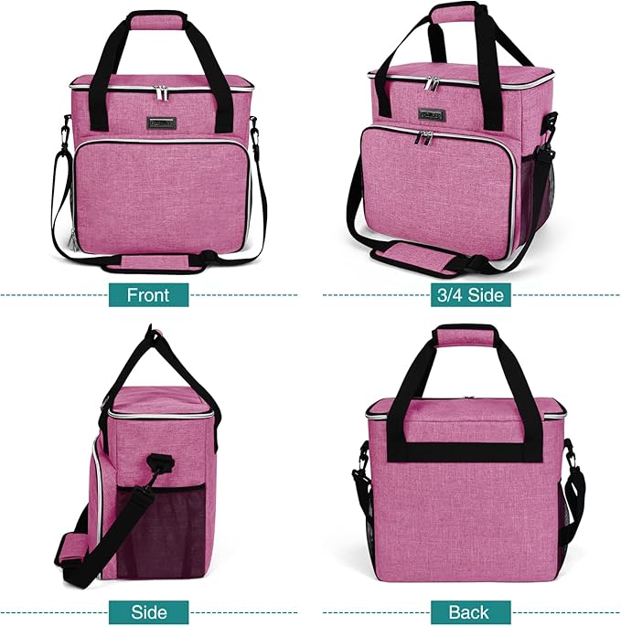 BAGLHER Dog Travel Bag, Pet Travel Bag (ALL Pet Travel Supplies), With 2 Pet Food Containers and 2 Collapsible Silicone Bowls; Essential Kits for Pet Travel Pink-PawvioPets