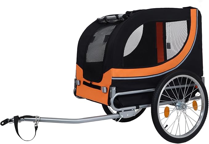 Blue-Grey Large Folding Bike Trailer for Dogs – Heavy-Duty Steel Frame, 66LB Capacity Pet Carrier for All-Terrain Cycling, Jogging & Camping Adventures!-PawvioPets