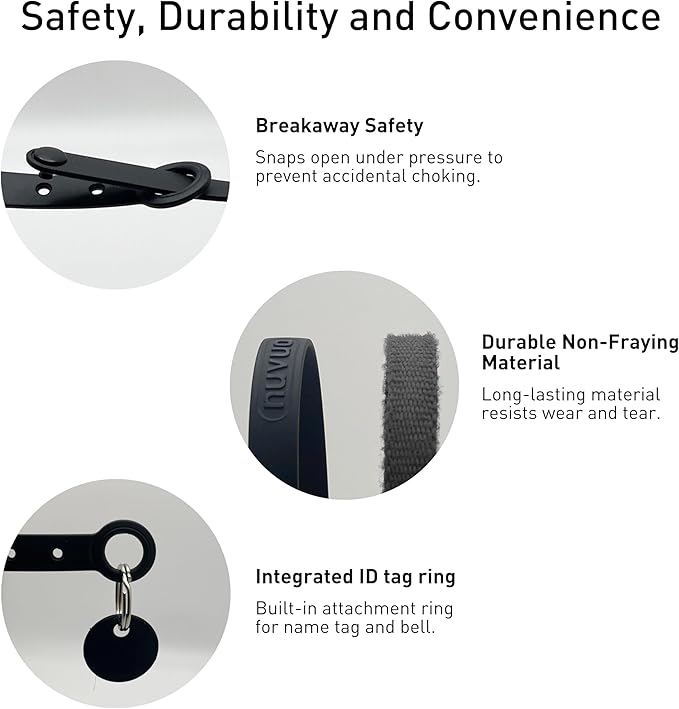 3 Pack Breakaway Cat Collar - Soft, Comfortable, and Lightweight Safety Buckle Collar with Name Tag Ring for Outdoor Cats and Sensitive Skin Kittens by Nuvuq (6 ⅞" to 10 ¼", Blue, Pink and Black)-PawvioPets