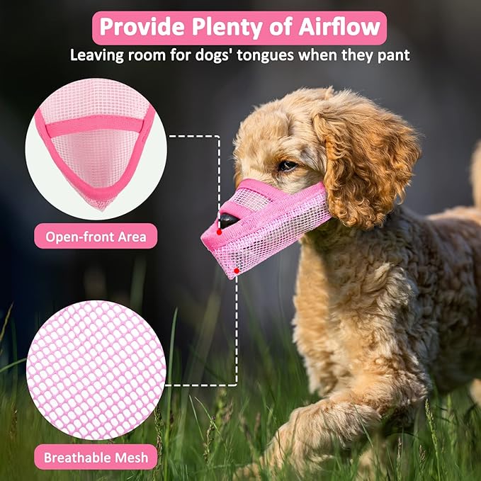 Crazy Felix Nylon Dog Muzzle for Small Medium Large Dogs Dachshund Beagle Poodle Labrador, Air Mesh Breathable and Drinkable Pet Mouth Guard for Anti-Biting Chewing Scavenging-PawvioPets