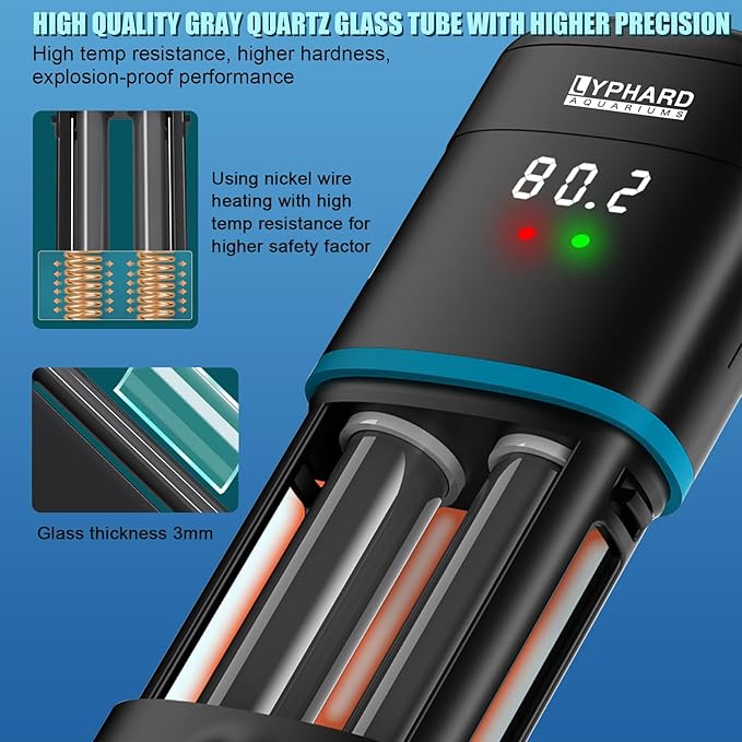 Electronic Aquarium Heater, 500W Small Fish Tank Heater, Adjustable Submersible Heater PID Temperature Control with LED Digital, Water Dry Automatic Shut Off for Fresh Seawater-PawvioPets