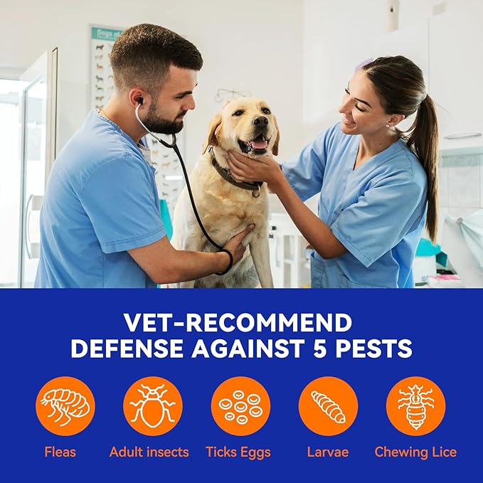 Flea and Tick Prevention for Dogs, Addcool Dog Flea and Tick Treatment, Flea & Tick Control Topical Drops, 3 Doses, Vet-Recommended(23-44 lbs)-PawvioPets