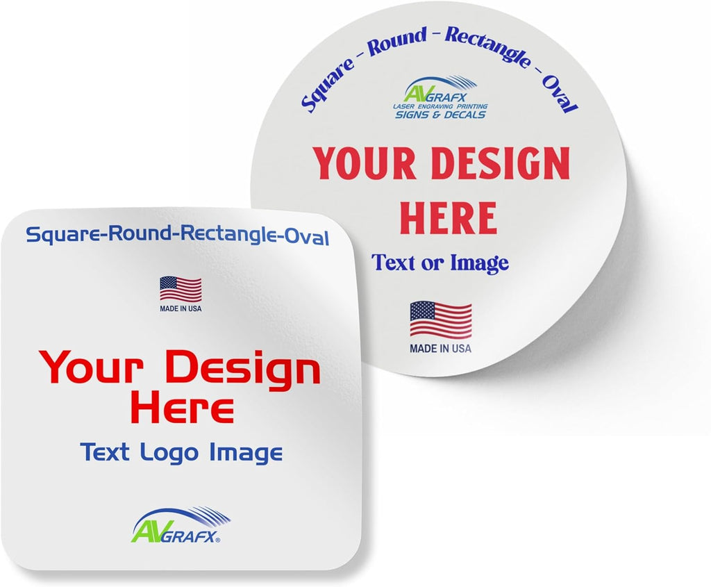 Avgrafx 120 3" Custom Personalized Stickers Labels Vinyl Waterproof Dishwasher Safe, Made USA, Any Text or Image