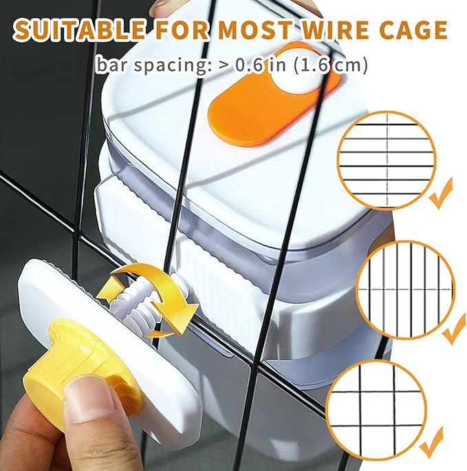 34oz Automatic Rabbit Feeder for Cages, Hanging Auto Bunny Food Bowl Dispenser Small Aniaml Cage Accessories for Ferret Guinea Pig Rat Rabbit Cat Puppy (White)-PawvioPets