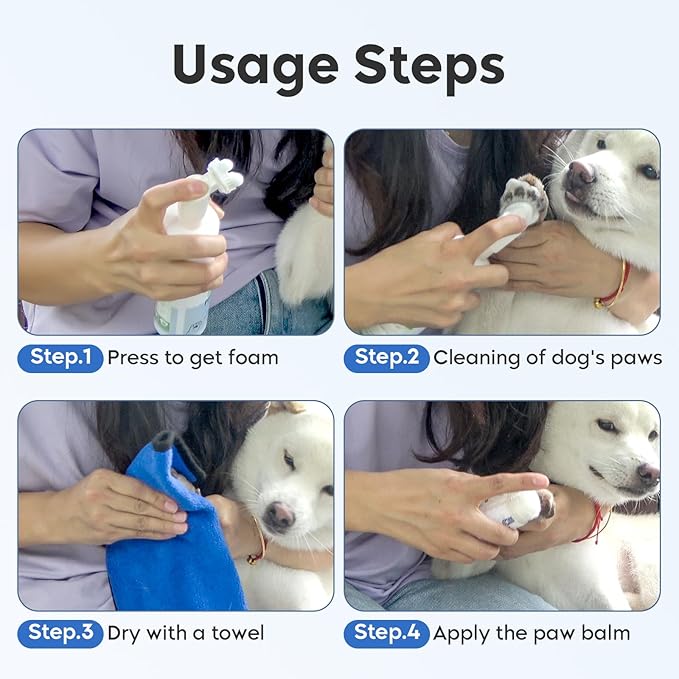 Dog Paw Care Kit- 2 Packs Cleaner for Dogs Large Medium Small XL Breed-Dog Paw Balm for Heals - Repairs & Restores Dry - Cracked Paws & Nose Protector for Pet Foot Washer Care-PawvioPets