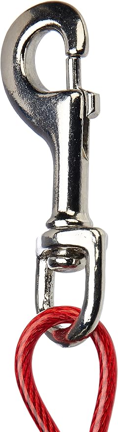 Amazon Basics Tie-Out Cable For Dogs Up to 56.7kg/914.4cm (Pack of 1), Red-PawvioPets