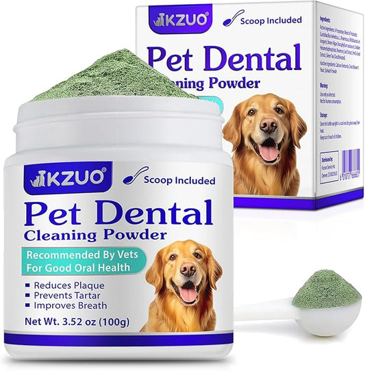 Dog Teeth Cleaning Powder - Dog Dental Powder - Plaque Off Pet Tooth Cleaning lab co - Targets Tartar & Reduces Plaque & Bad Breath - Teeth Cleaning Made Easy-PawvioPets