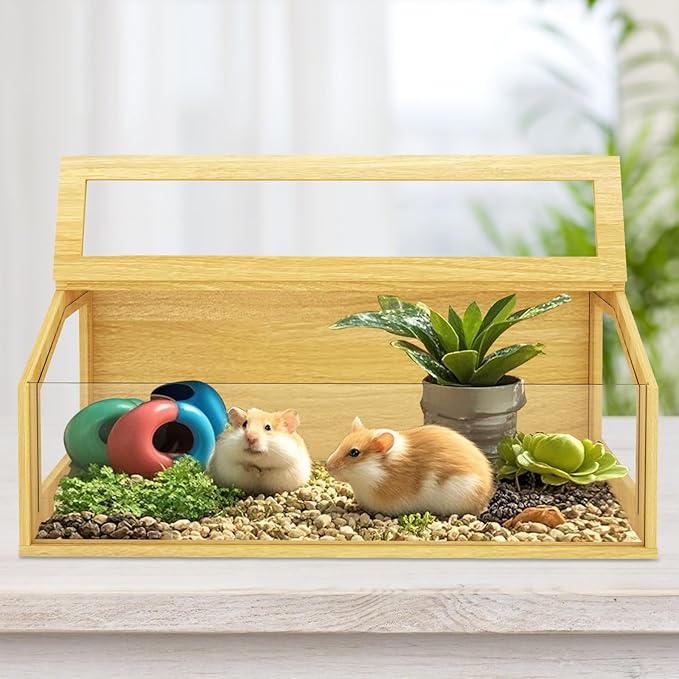 48" Large Hamster Cage, Chewproof Gerbil Cages and Habitats, Openable Top Roof Window with Silencing Pad, Wooden Guinea Pig Cage for Small Animals, Dwarf and Syrian Hamster, 40 x 20 x 20 Inches-PawvioPets
