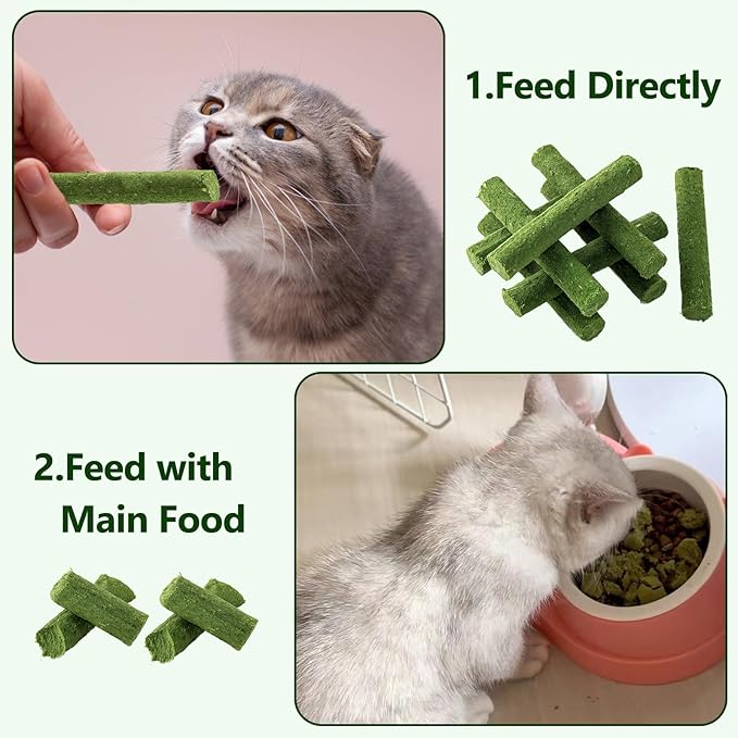 225g Cat Grass Teething Stick, Delicious Cat Treat Snack Edible Cat Chew Toy for Teeth Cleaning and Hairball Removal in Cats-PawvioPets