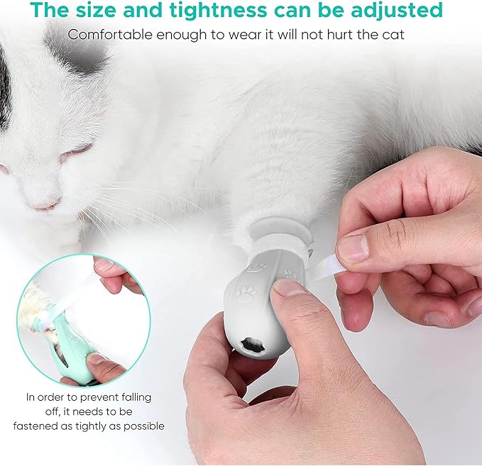 4 Pieces Cat Scratch Cover for Nursing Rehabilitation Cat Boots for Cats Only, Adjustable Cat Bathing Gloves (Grey)-PawvioPets