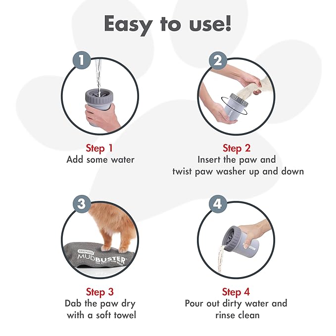 Dexas MudBuster Portable Dog Paw Cleaner, Premium Quality Large Gray Pet Accessory-PawvioPets