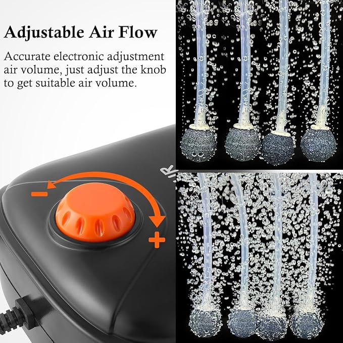 FEDOUR 4W/5W/8W Aquarium Corded Electric Air Pump, 96GPH/160GPH/256GPH Dual Outlets 4 Outlets Oxygen Pump, Ultra Quiet Aquarium Bubbler for up to 300 Gallon Fish and Turtle Tank-PawvioPets