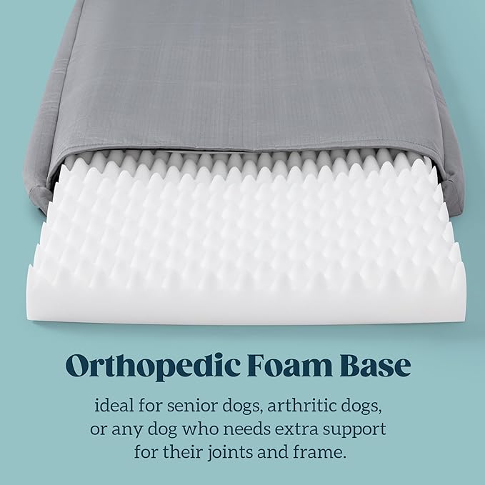 Cybarmour Indestructible Dog Bed - Outdoor Waterproof Chew Proof Dog Crate Pad - Orthopedic Kennel Mat for Aggressive Chewers - Large Breeds & Fits 36-Inch Crate - 35"x22", Limestone-PawvioPets