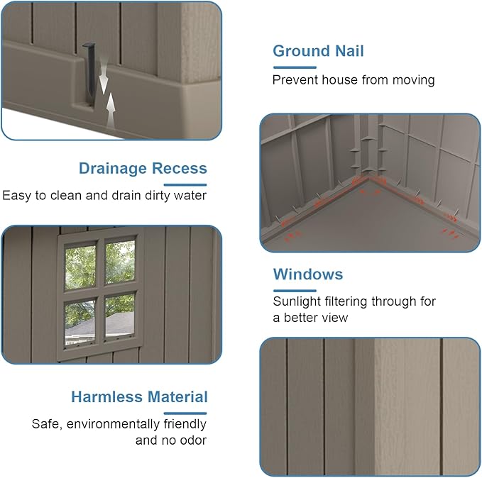 Dog House Indoor Outdoor for Small to Large Sized Dogs Resin Outdoor Dog House with Ventilation Puppy Shelter with Elevated Floor, Easy to Assemble, Blue-PawvioPets