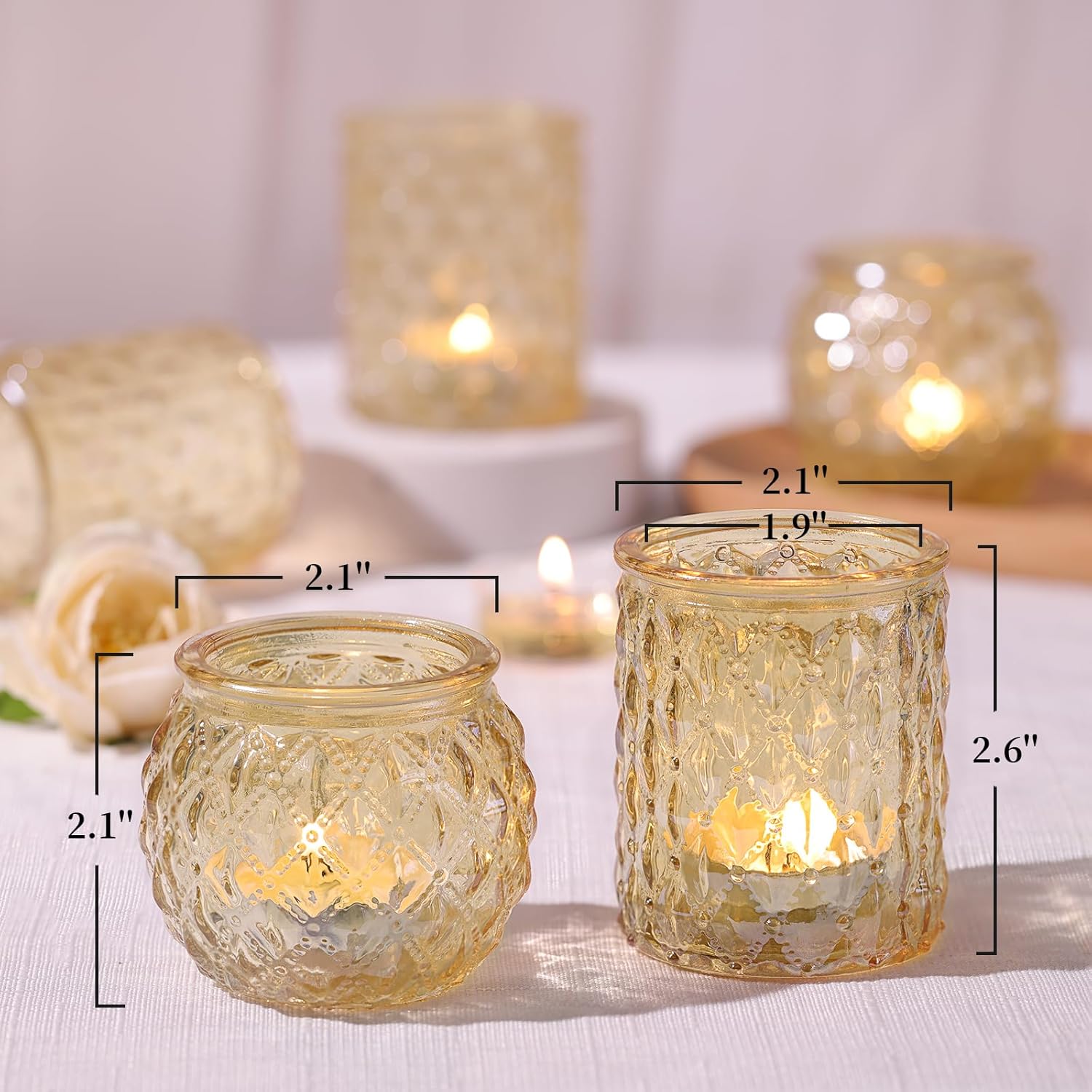 12pcs Assorted Gold Votive Candle Holders, Tea Light Candle Holder for Table Centerpiece, Gold Candle Holders for Wedding Centerpieces, Brithday and Holiday Decorations