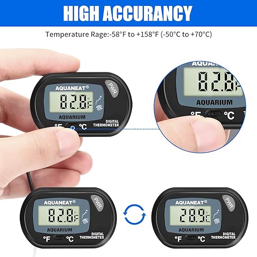 AQUANEAT 2 Pack Aquarium Thermometer, Fish Tank Thermometer, Digital Temperature Test, with Large LCD Display-PawvioPets