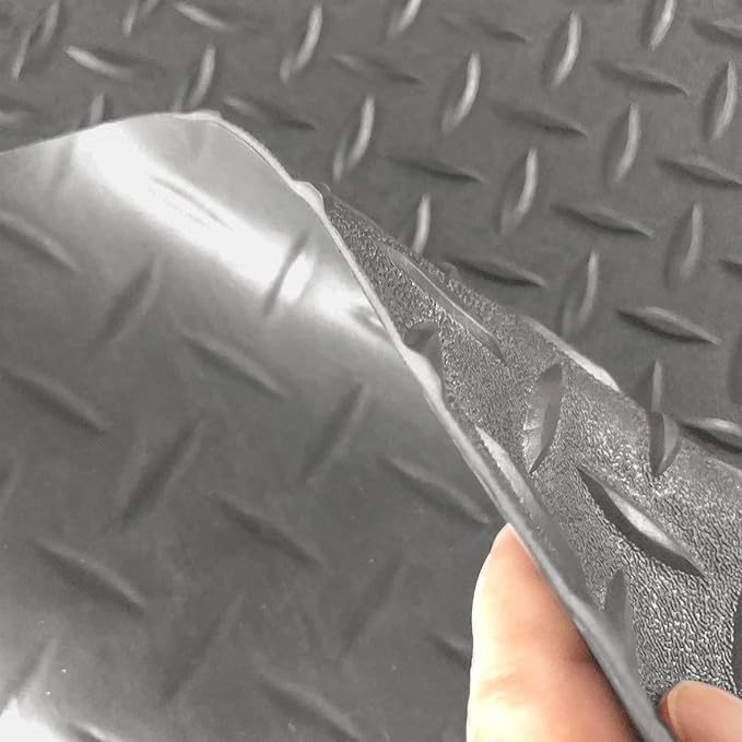 Boshen 7.5Ft x 17Ft Rubber Flooring Mats 2.9mm Thickened Diamond Plate Flooring Roll 127.5sqft Rubber Trailer Garage Floor Mats Non-Slip Floor Protector Mat for Garage Warehouse Gym Basement-Gray-PawvioPets