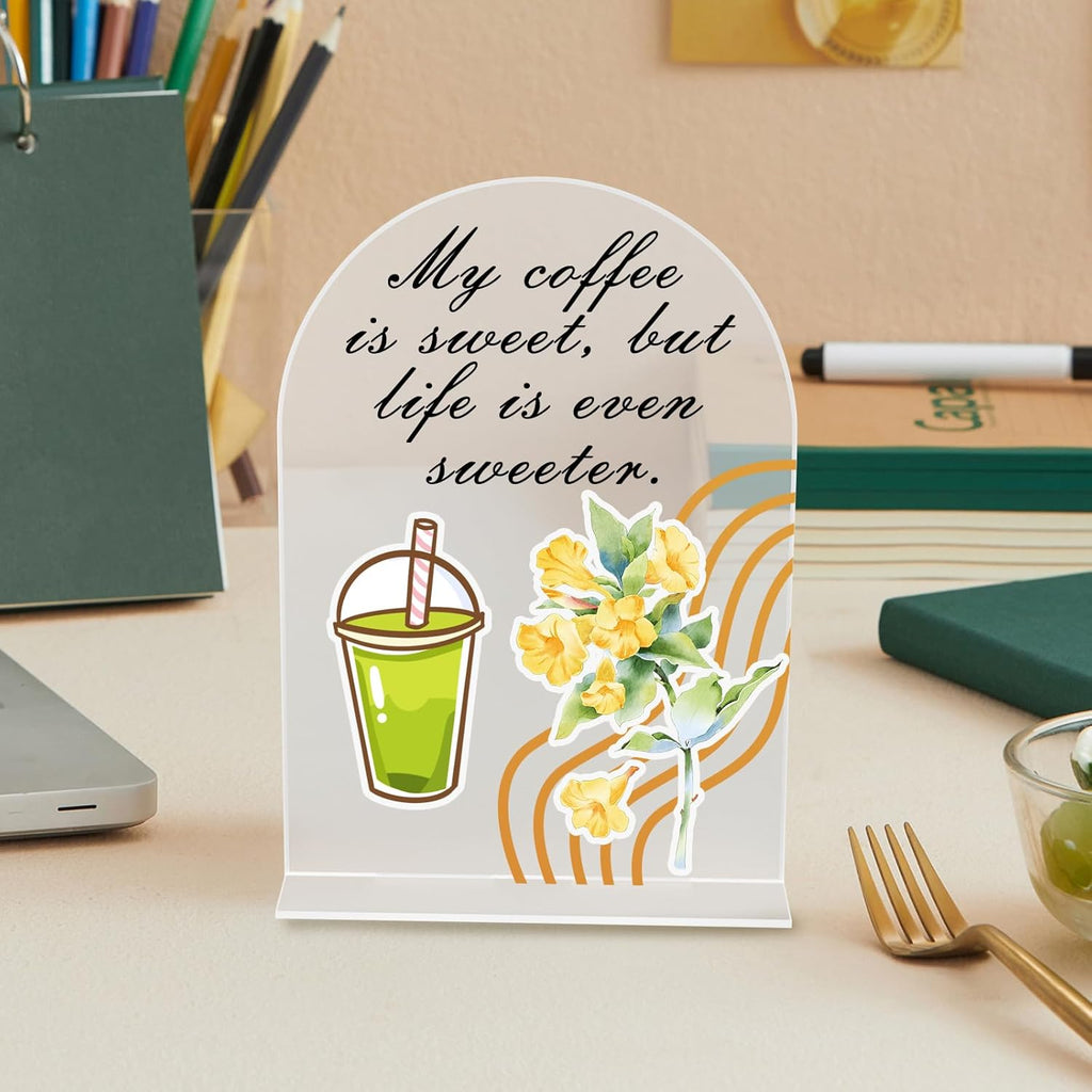 9 Pack Acrylic Wedding Signs 5 x 7 Inch DIY Blank Table Number with Base Frosted Arch Shape Menu Board for Party Anniversary Event Restaurant Cafe Decoration