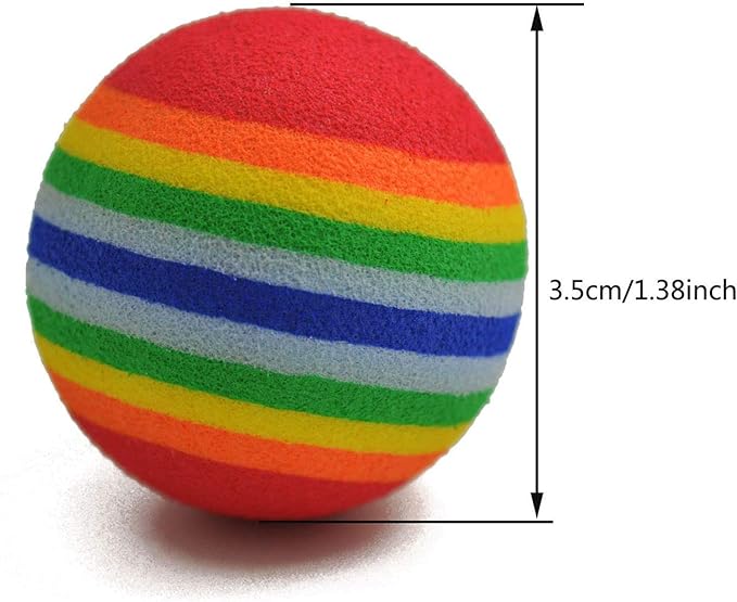 12 Pack Rainbow Cat Toy Balls Soft EVA Foam Interactive Indoor Kittens Favorite Toys 1.38" Dia. Small Dogs Puppies Toy Balls Bulk Activity Chase Quiet Play Sponge Ball-PawvioPets
