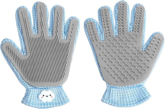 2 in 1 Pet Grooming Glove for Cats & Dogs, Efficient Deshedding Brush Pet Long Short Fur Removal Glove, Gentle Massaging Puppy Kitten Bathing Grooming Brush Tool, Easy Clean Floating Hair Mitt-PawvioPets