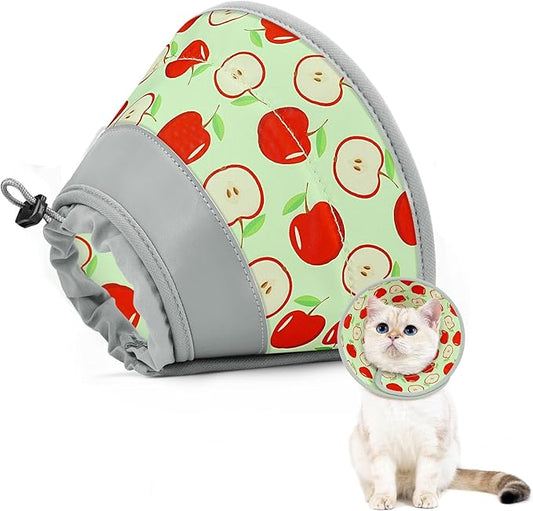 Cat Cone Collar Soft to Stop Licking, Adjustable, Foldable Lightweight Kitten Cones After Surgery Recovery for Cats & Kittens, Cat Cone Alternative (AppleRed, M)-PawvioPets