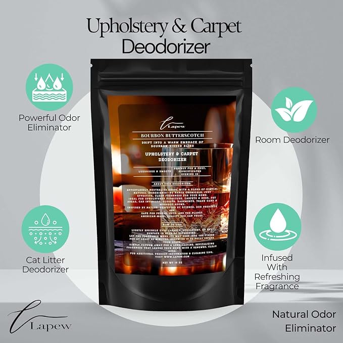 Bourbon & Butterscotch Carpet Freshener Powder 16 oz | Powerful Odor Eliminator for Home | Upholstery Deodorizer | Carpet Deodorizer | Pet Urine | Cat Litter Box-PawvioPets