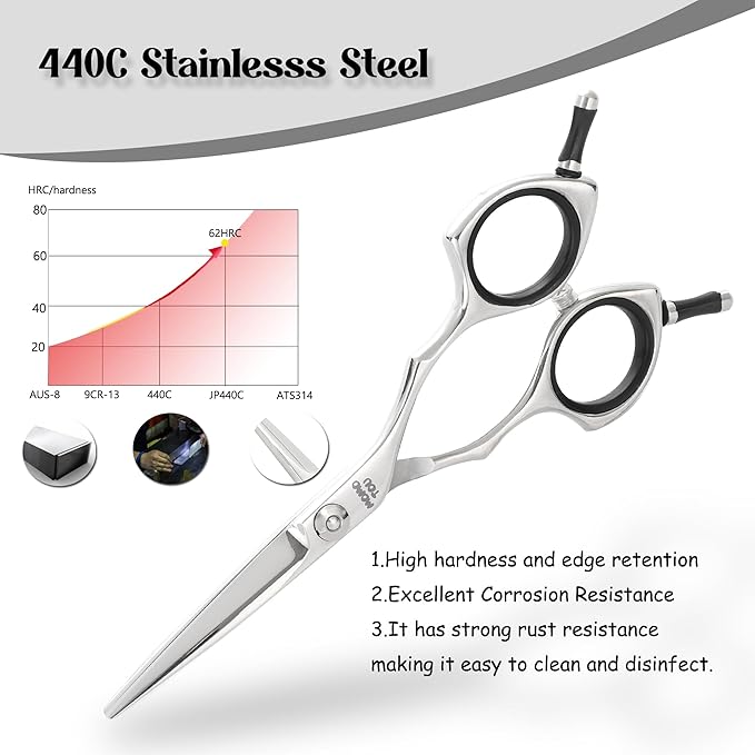 Dog Grooming Scissors 5 inch Small Straight Scissors Super Light Professional 440C Stainless Steel Pet Shears for Trimming Face and Paws Nose Ear Easy Use.-PawvioPets