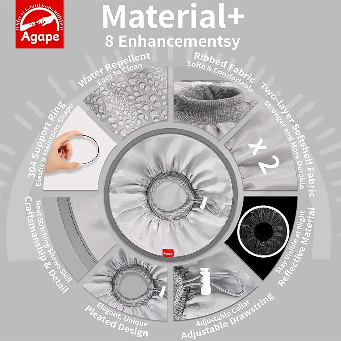 Agape Comfortable Cat Cone, Lightweight Cat Cone Collar Soft, Recovery Collar for Cats After Surgery to Stop Licking & Scratching, Protective E Collar for Small, Medium, and Large Cats for Wound Care-PawvioPets