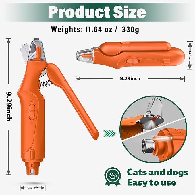2-in-1 Cat Nail Clippers & Dog Nail Clippers Trimmers for Large Medium Small Dogs Cats Claw Trimmer Quick Sensor and Safety Guard USB Rechargeable with 2 LED Lights Dogs Nail Trimmer-PawvioPets