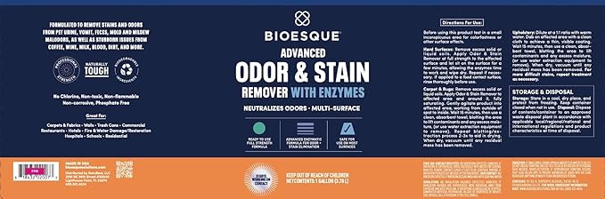 Bioesque Advanced Odor & Stain Remover with Enzymes, 1 Gallon (Pack of 4)-PawvioPets
