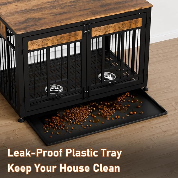 48 Inch Heavy Duty Dog Crate Furniture for Large Dogs, Decorative Pet House End Table, Extra Large Wooden Cage Kennel Furniture Indoor-PawvioPets