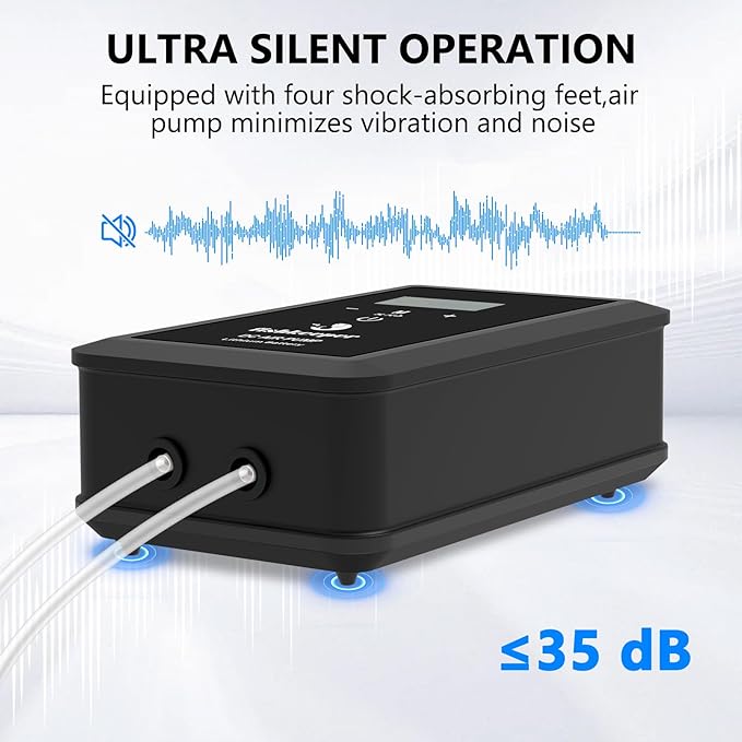 fishkeeper Rechargeable Aquarium Air Pump, 8W 130GPH Ultra Quiet Fish Tank Air Pump for 10-120 Gallon Tanks Adjustable Oxygen Aerator Pump for Outdoor-Fishing, Power Outages and Emergency-PawvioPets