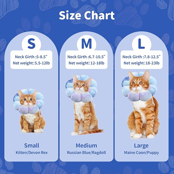 Dog Cat Surgical Recovery Cone Dog Protective Collar, Pet Recovery E-Collar Soft Neck Cone to Stop Licking Wound for Cats & Kittens Small Dog After Surgery-PawvioPets