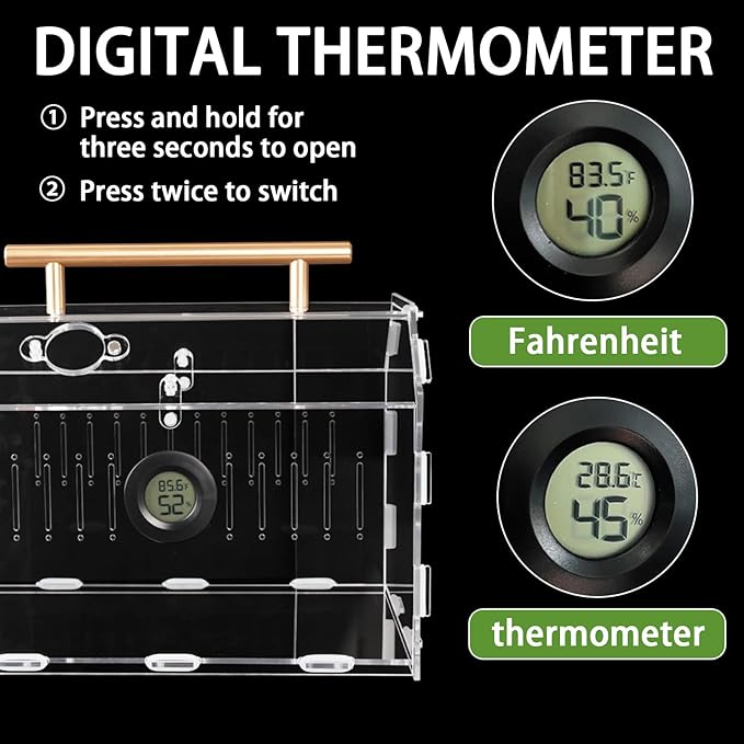 Acrylic Tarantula Enclosure – Escape-Proof Reptile Terrarium with Magnetic Lock, Front Opening for Easy Cleaning, Ideal for Jumping Spiders, Hermit Crabs & Small Pets-PawvioPets