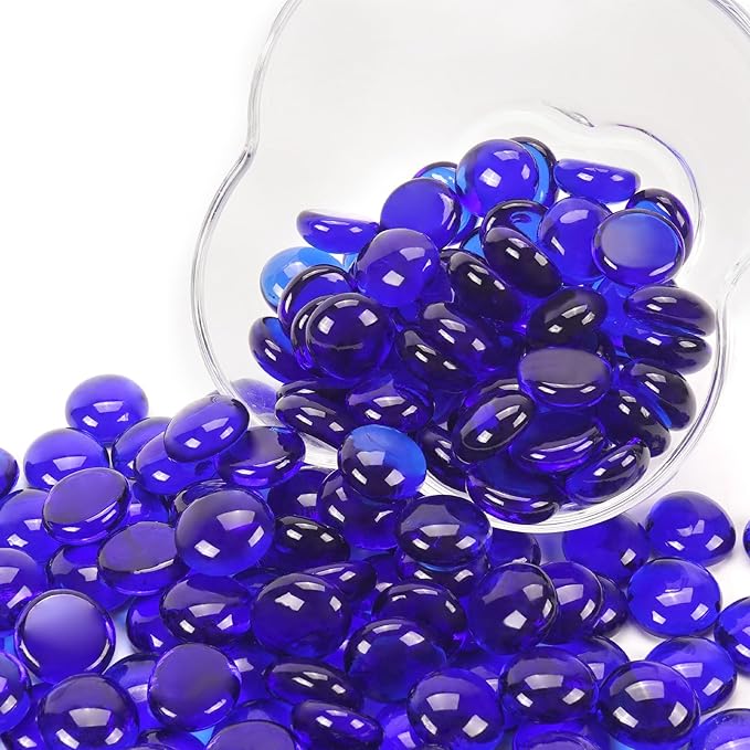 5LB Cobalt Blue Flat Glass Marbles for Vases, Gemstone Beads Vase Filler Decorative Glass Pebbles for Fish Tank, DIY Crafts, Aquarium Decor Rocks-PawvioPets