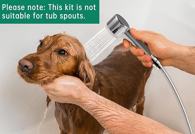 3 Mode Dog Shower Attachment, High Pressure Handheld Sprayer with ON/OFF Switch, G1/2" Metal Shower Diverter, 118 Inches Stainless Steel Hose, No Drill Hook, for Indoor and Outdoor Pet Bat-PawvioPets