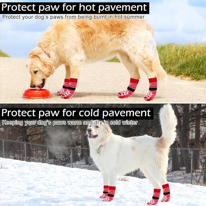 EXPAWLORER Anti Slip Dog Socks to Prevent Licking Paws, Dog Shoes for Hot Pavement, Dog Booties for Small Medium Large Senior Dogs, Traction Control Boots & Paw Protectors for Hardwood Floors-PawvioPets