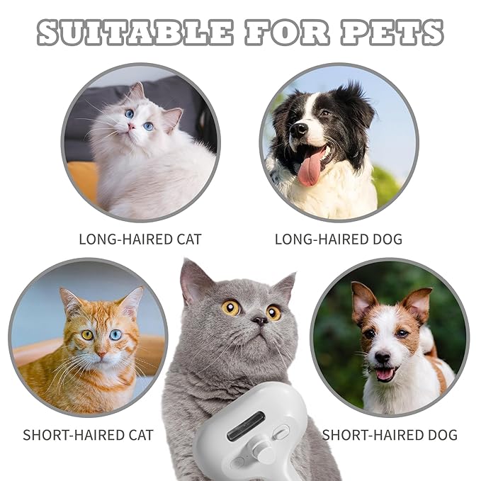 3-in-1 Steam Brush for Cats & Dogs – Hair Removal Comb with One-Click Release & Water Spray – Grooming Brush for Shedding, Long/Short Hair-PawvioPets