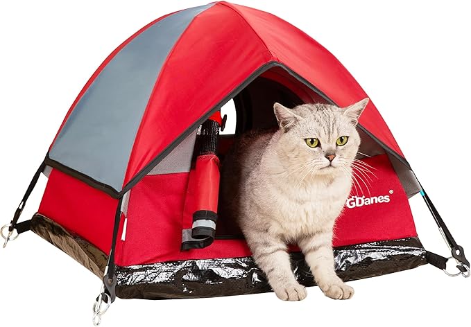 GDanes Cat House Portable Indoor/Outdoor Red Cat Tent for Cats and Small Dogs with Soft Pad-PawvioPets