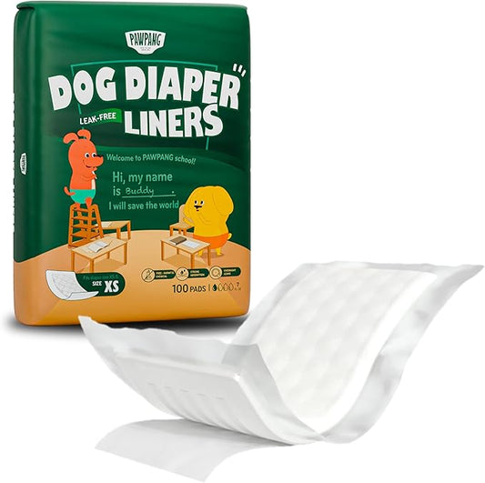 Disposable Dog Diaper Liners Booster Pads for Male & Female Dogs, 100ct, 4 Sizes Options, Doggie Diaper Inserts fit Most Types of Dog Diapers - Pet Belly Bands & Male Wraps (X-Small (100 ct))-PawvioPets