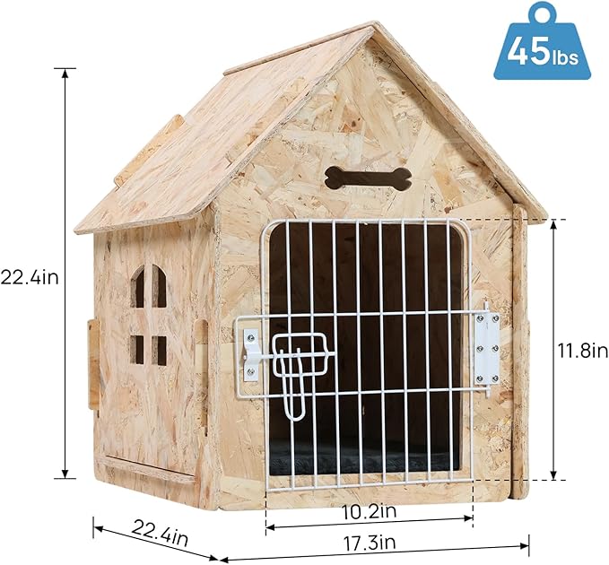 Dog House Indoor for Small Dogs or Cats, Cozy Wooden Design, Small Indoor Bed House, with Air Vents and Elevated Floor Warm Dog Cave-PawvioPets