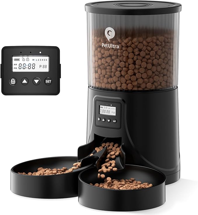 Automatic Cat Feeder for 2 Cats - 16 Cups/4L Timed Auto Pet Feeder with Portion Control (1-6 Meals), Dual Power& Easy to Clean for Indoor Cats & Small Dogs-PawvioPets