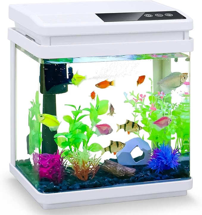 Beginner Betta Fish Tank Aquarium kit Intelligent Timed Shutdown, Seven LED Lights, Adjustable Brightness, High-Transparency Glass, Efficient Filtration-PawvioPets