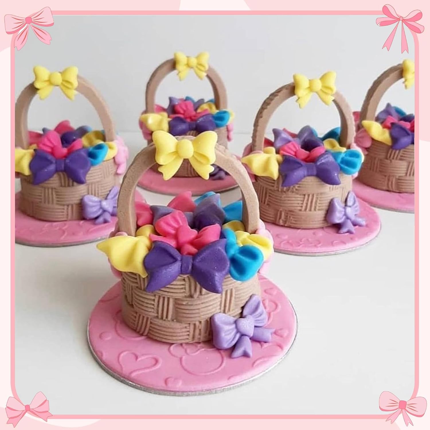 Bow Fondant Molds, AIMEIKI 2 Pack Mini Bows Silicone Fondant Molds Bowknot Candy Chocolate Mold for DIY Cake Decoration